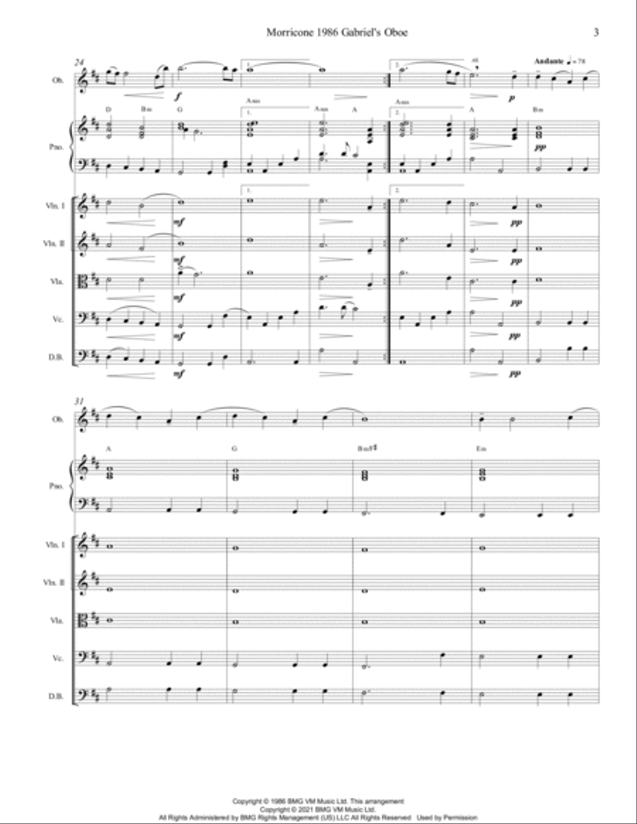 Gabriel's Oboe Gabriel's Oboe Piano scores gallery preview page 3