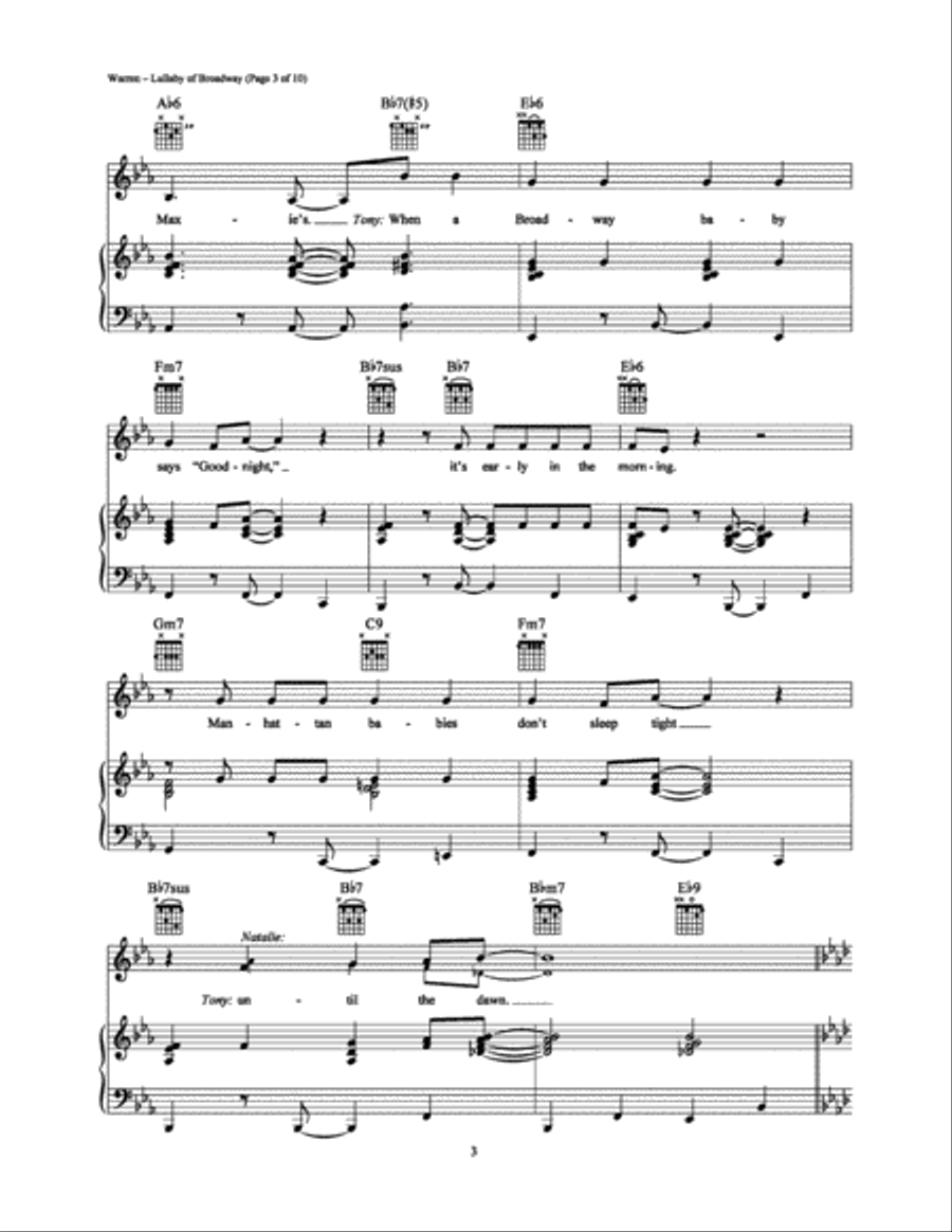 Lullaby of Broadway Lullaby of Broadway Piano, Vocal, Guitar scores gallery preview page 3