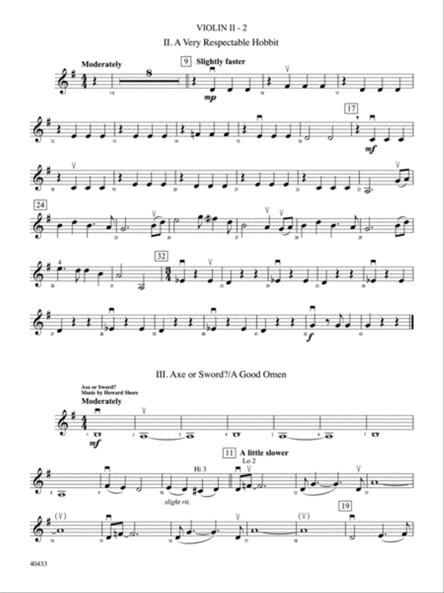 The Hobbit: An Unexpected Journey, Selections from: 2nd Violin String Orchestra scores gallery preview page 2