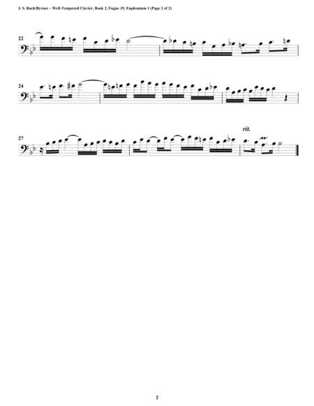 Fugue 19 from Well-Tempered Clavier, Book 2 (Euphonium-Tuba Quartet) image number null
