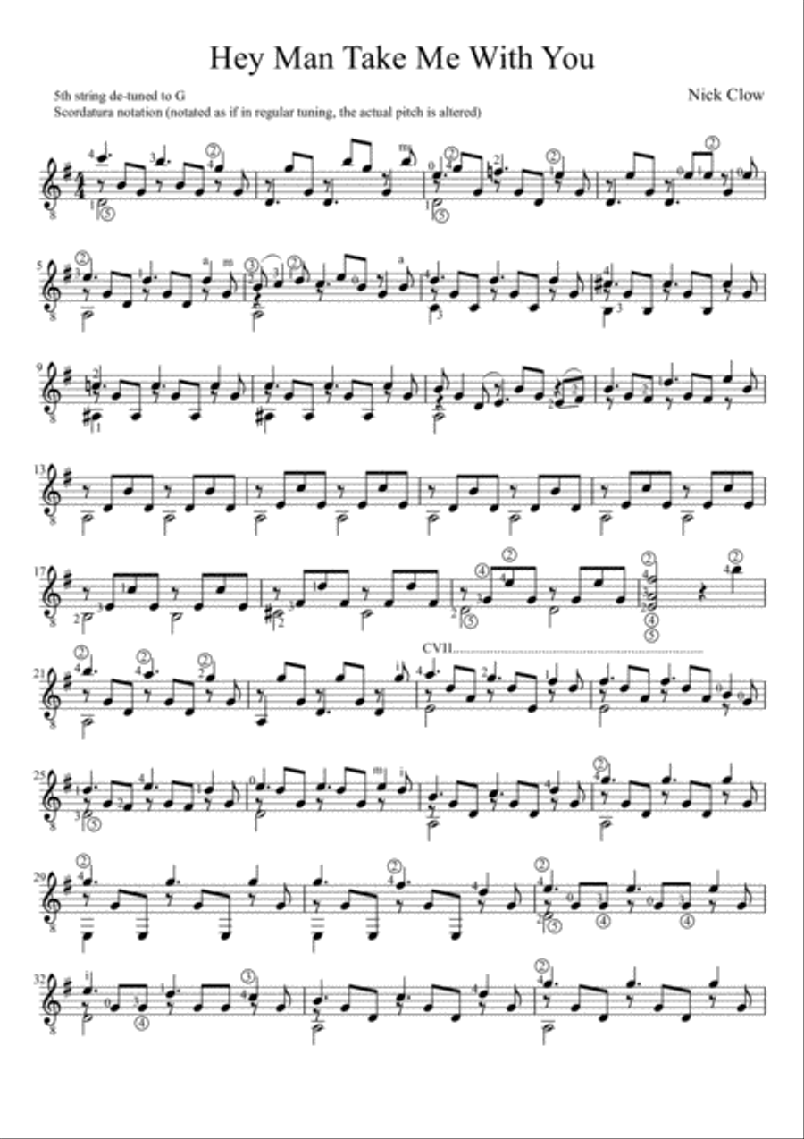 Hey Man Take Me With You Guitar Solo scores gallery preview page 1