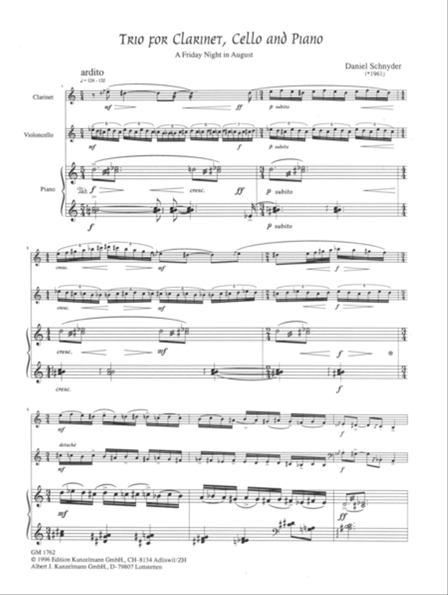 Trio, A Friday night in August Small Ensemble scores gallery preview page 2