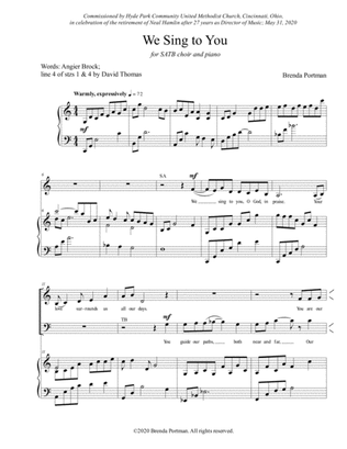 Book cover for We Sing to You (SATB/piano) - Brenda Portman