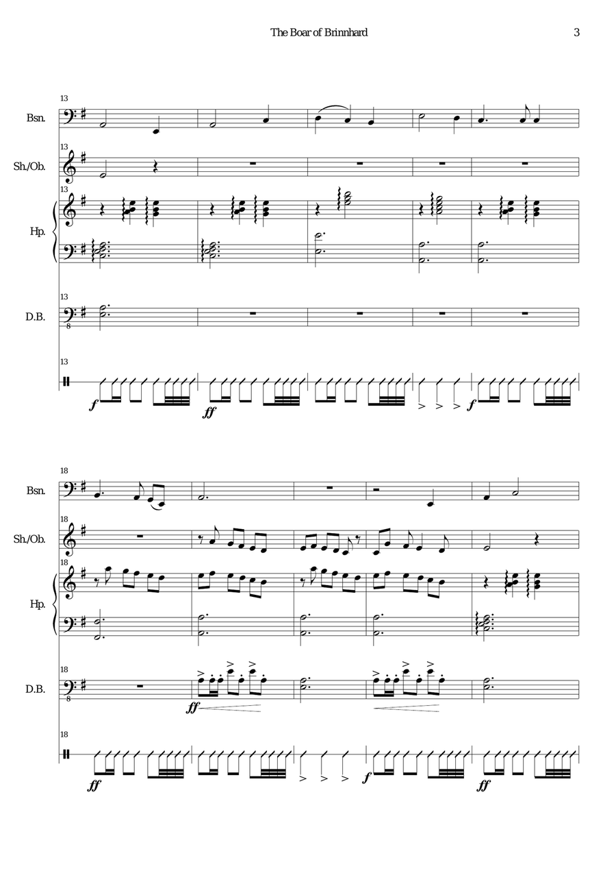 The Boar of Brinnhard (instrumental version) Bassoon scores gallery preview page 3