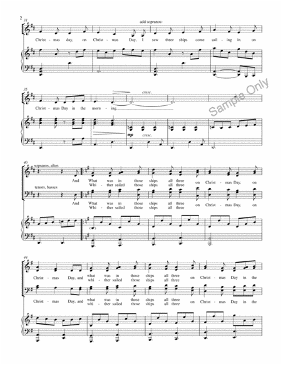 I Saw Three Ships 4-Part scores gallery preview page 3