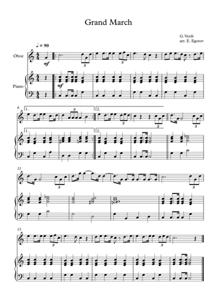Grand March (Aida), Giuseppe Verdi, For Oboe & Piano image number null