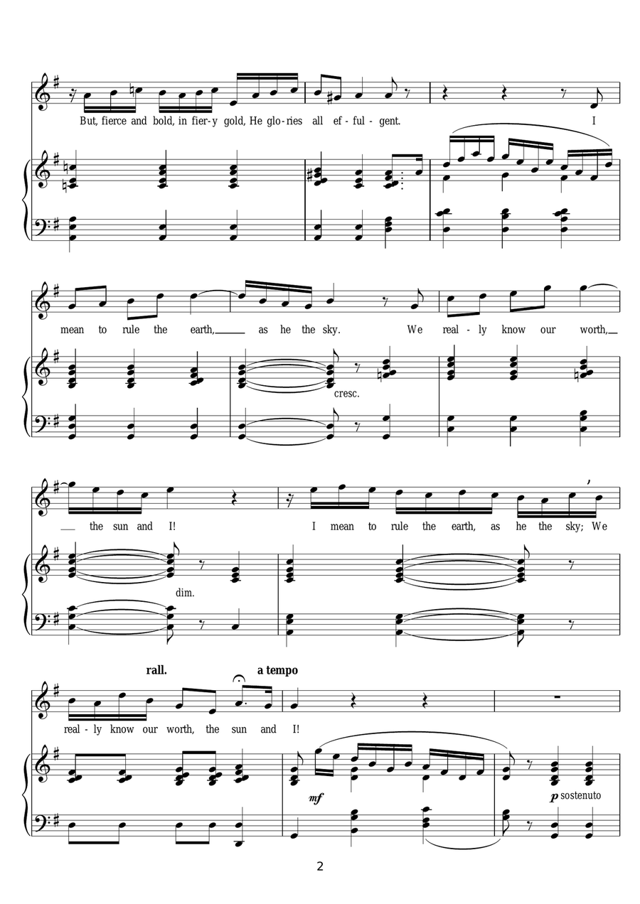 The Sun Whose Rays Are All Ablaze (from The Mikado) Easy Piano scores gallery preview page 2