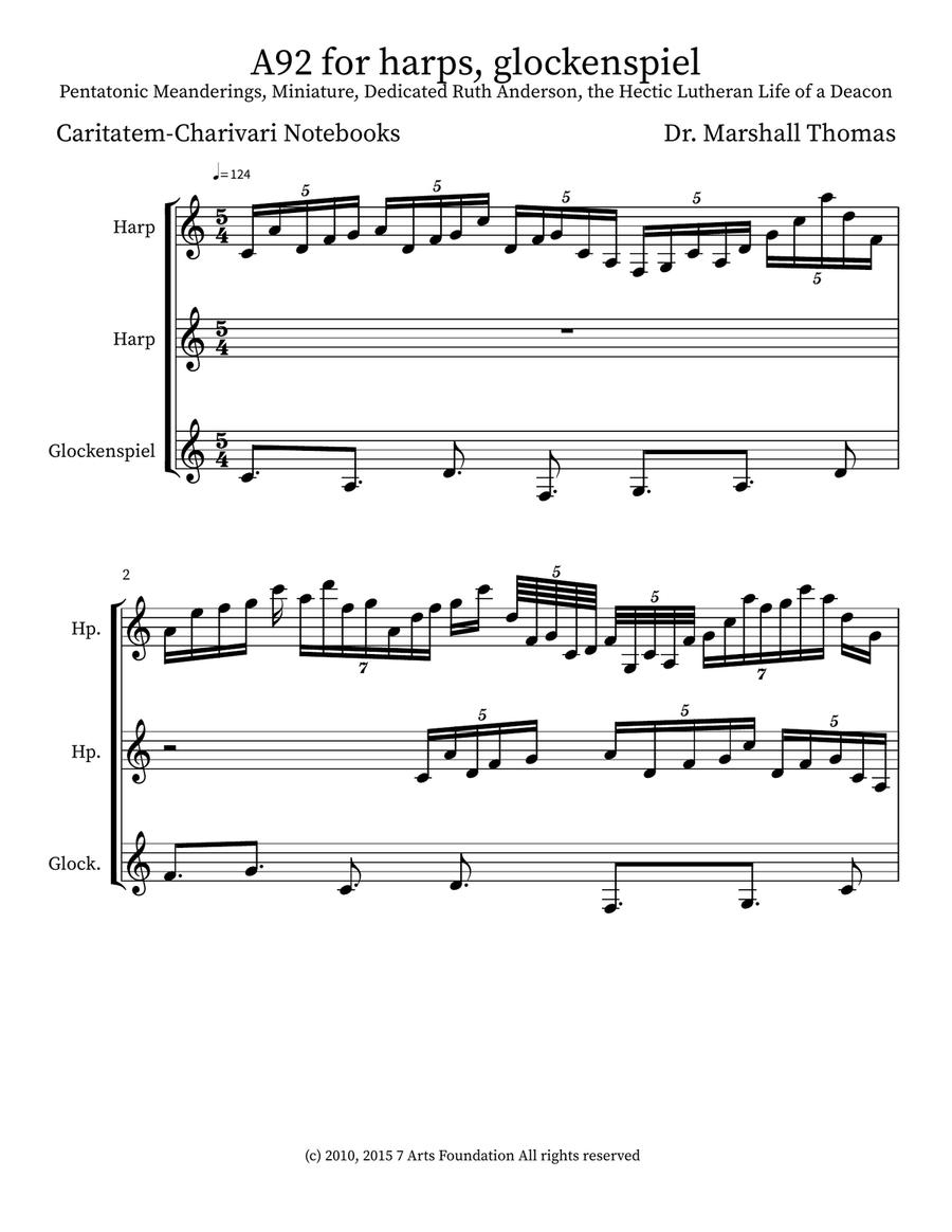 A92 for harps, glockenspiel Small Ensemble scores gallery preview page 1