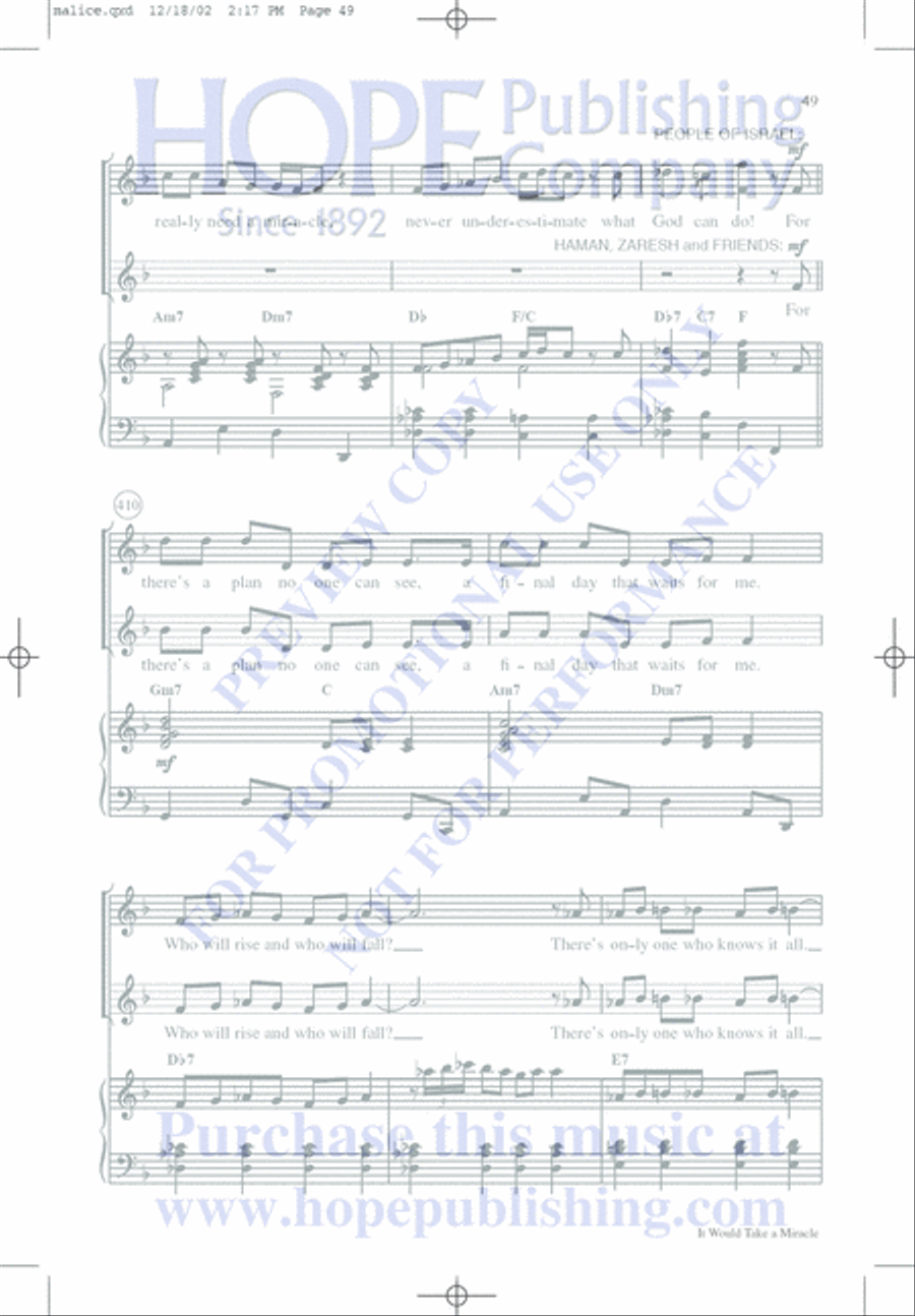 Malice in the Palace Unison Choir scores gallery preview page 49