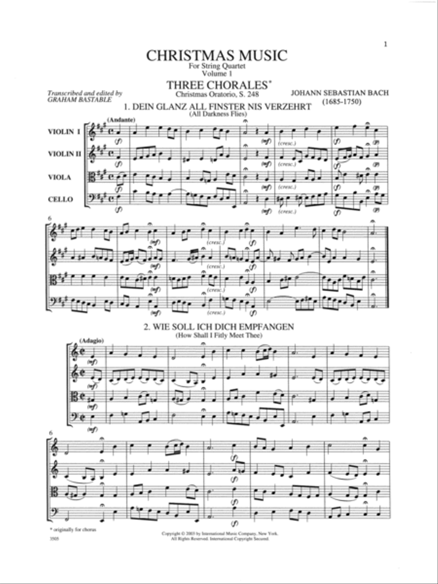 Christmas Music, Volume I, For 2 Violins, Viola And Cello String Quartet scores gallery preview page 2
