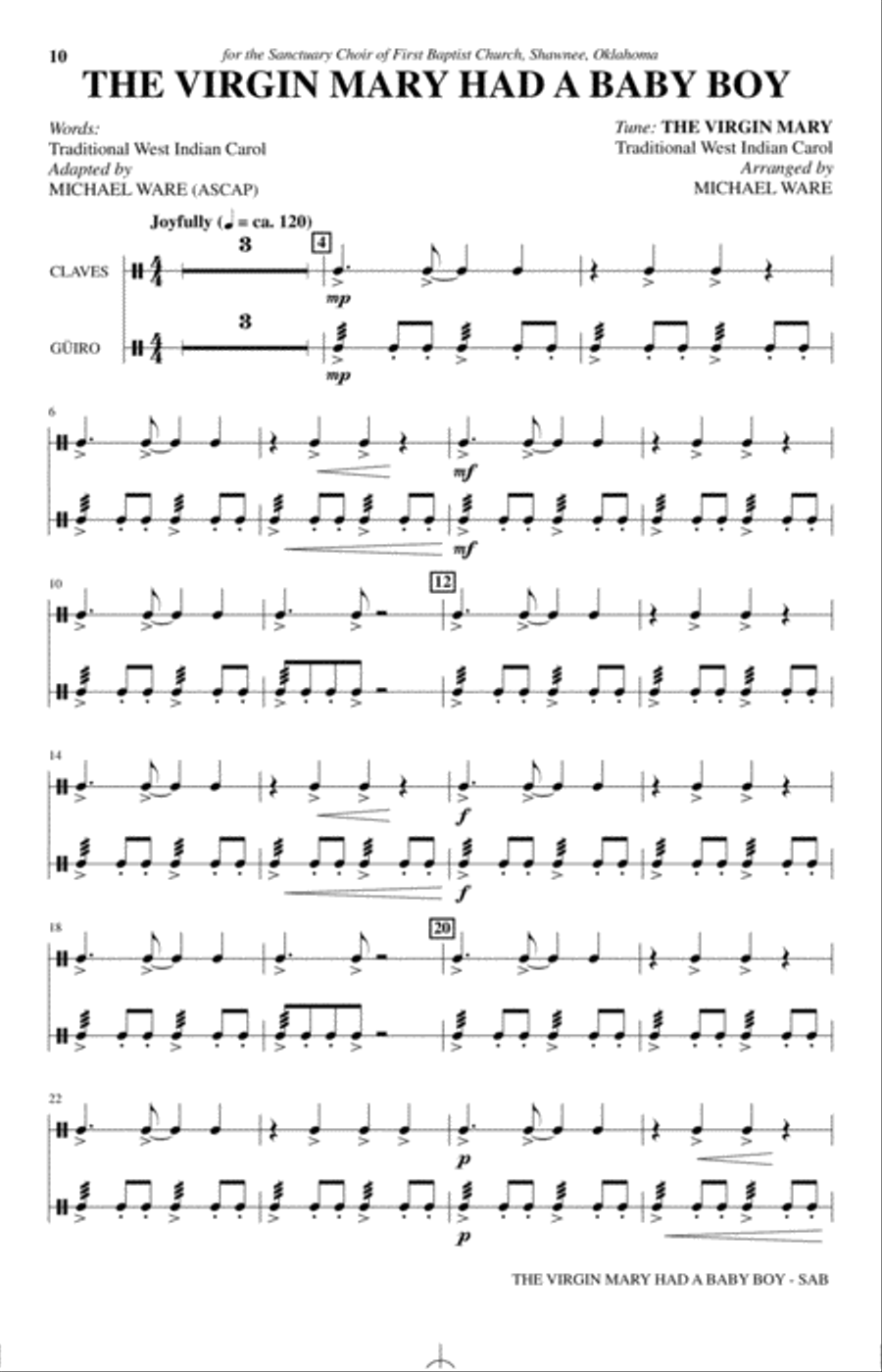 The Virgin Mary Had A Baby Boy (arr. Michael Ware) 3-Part scores gallery preview page 9
