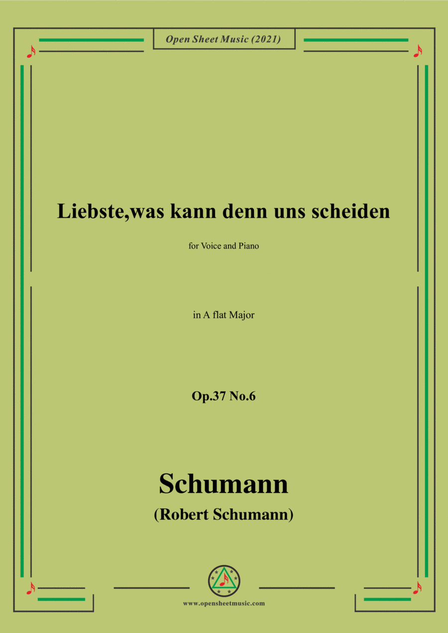 Schumann-Liebste,was kann denn uns scheiden,Op.37 No.6,in A flat Major,for Voice&Piano Voice scores gallery preview page 1