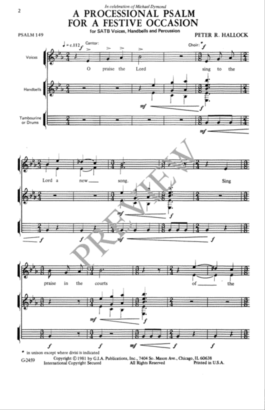 A Processional Psalm for a Festive Occasion 4-Part scores gallery preview page 3