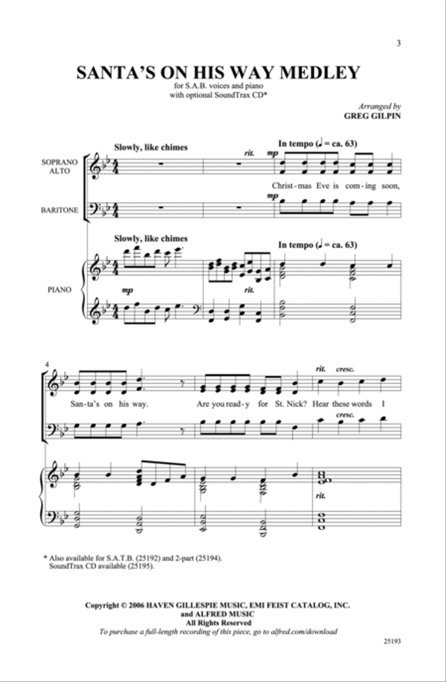 Santa's on His Way Medley Choir scores gallery preview page 2