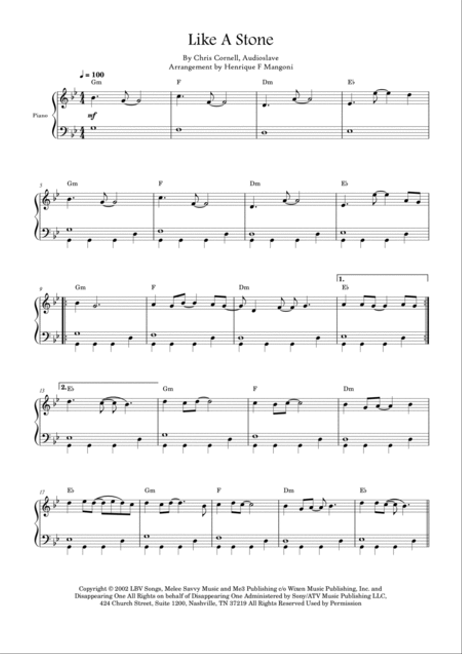 Like A Stone Easy Piano scores gallery preview page 2