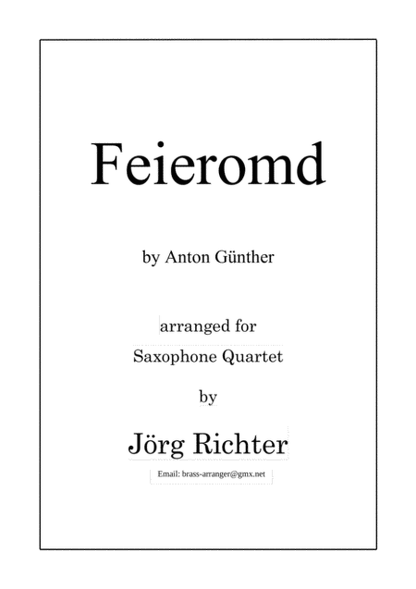 Feieromd (End of Work) - Traditional German Song for Saxophone Quartet image number null
