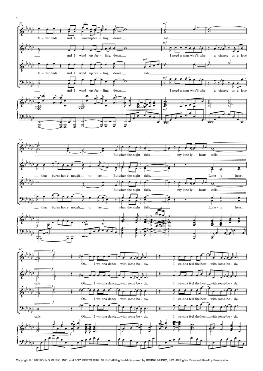 I Wanna Dance With Somebody 4-Part scores gallery preview page 4