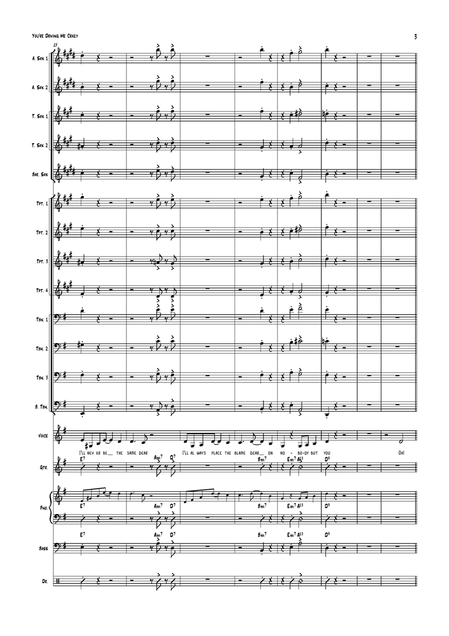 You're Driving Me Crazy! (What Did I Do?) Jazz Ensemble scores gallery preview page 3