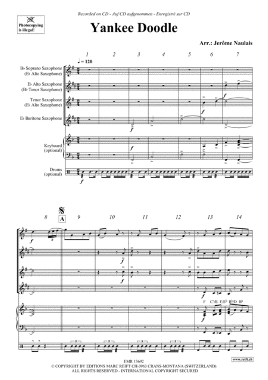 Yankee Doodle Yankee Doodle Saxophone Quartet scores gallery preview page 3