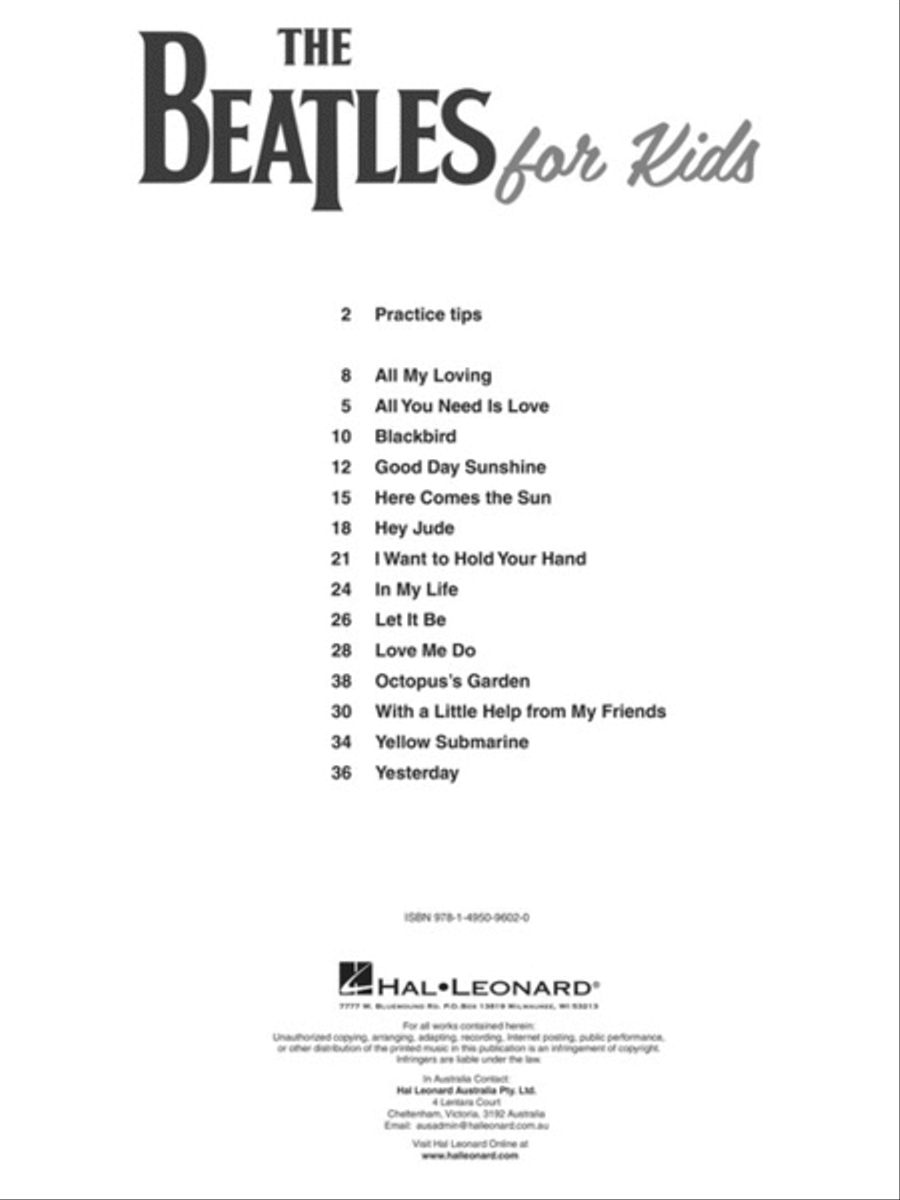 The Beatles for Kids Easy Piano scores gallery preview page 2
