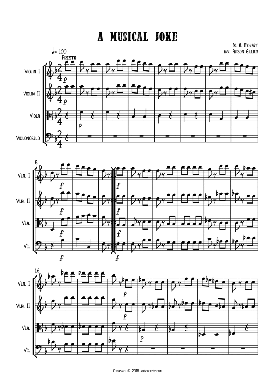 A Musical Joke - String Quartet String Quartet scores gallery preview page 1