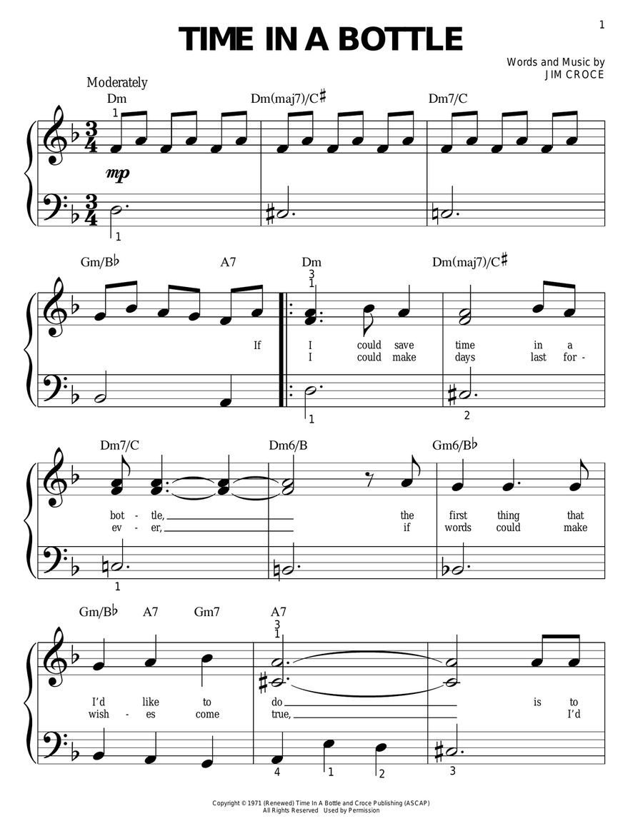 Time In A Bottle Easy Piano scores gallery preview page 1