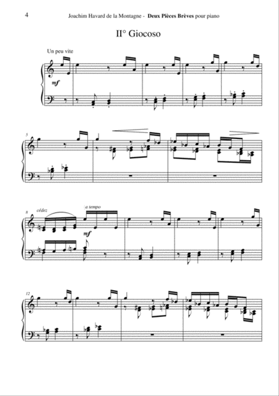 Joachim Havard de la Montagne: Deux Pièces Brèves for piano Easy Piano scores gallery preview page 4