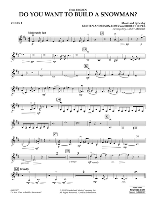 Book cover for Do You Want To Build A Snowman (from Frozen) (arr. Larry Moore) - Violin 2