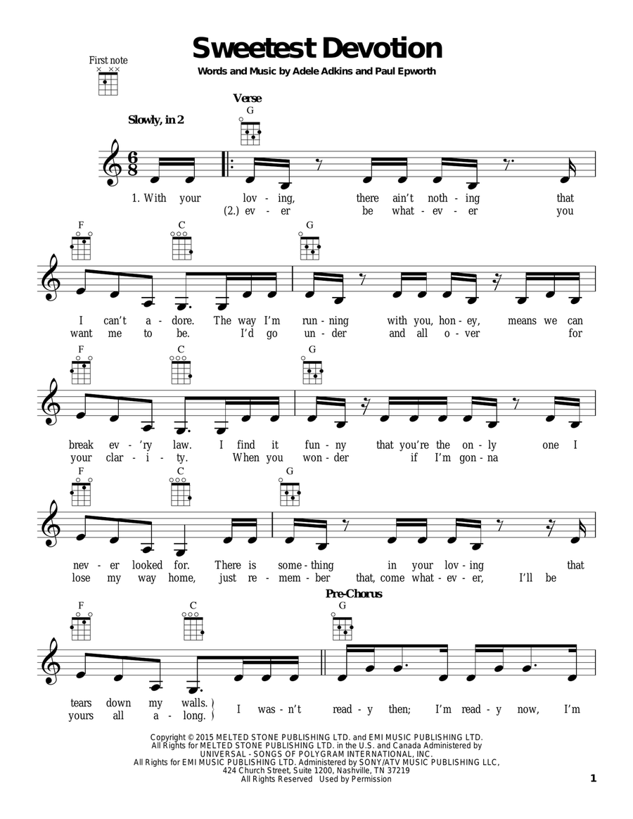 Sweetest Devotion Ukulele scores gallery preview page 1