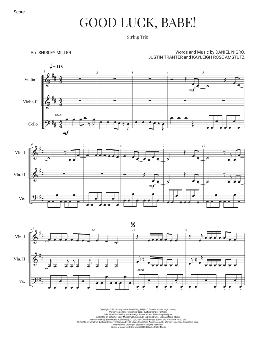 Good Luck, Babe! String Trio scores gallery preview page 1