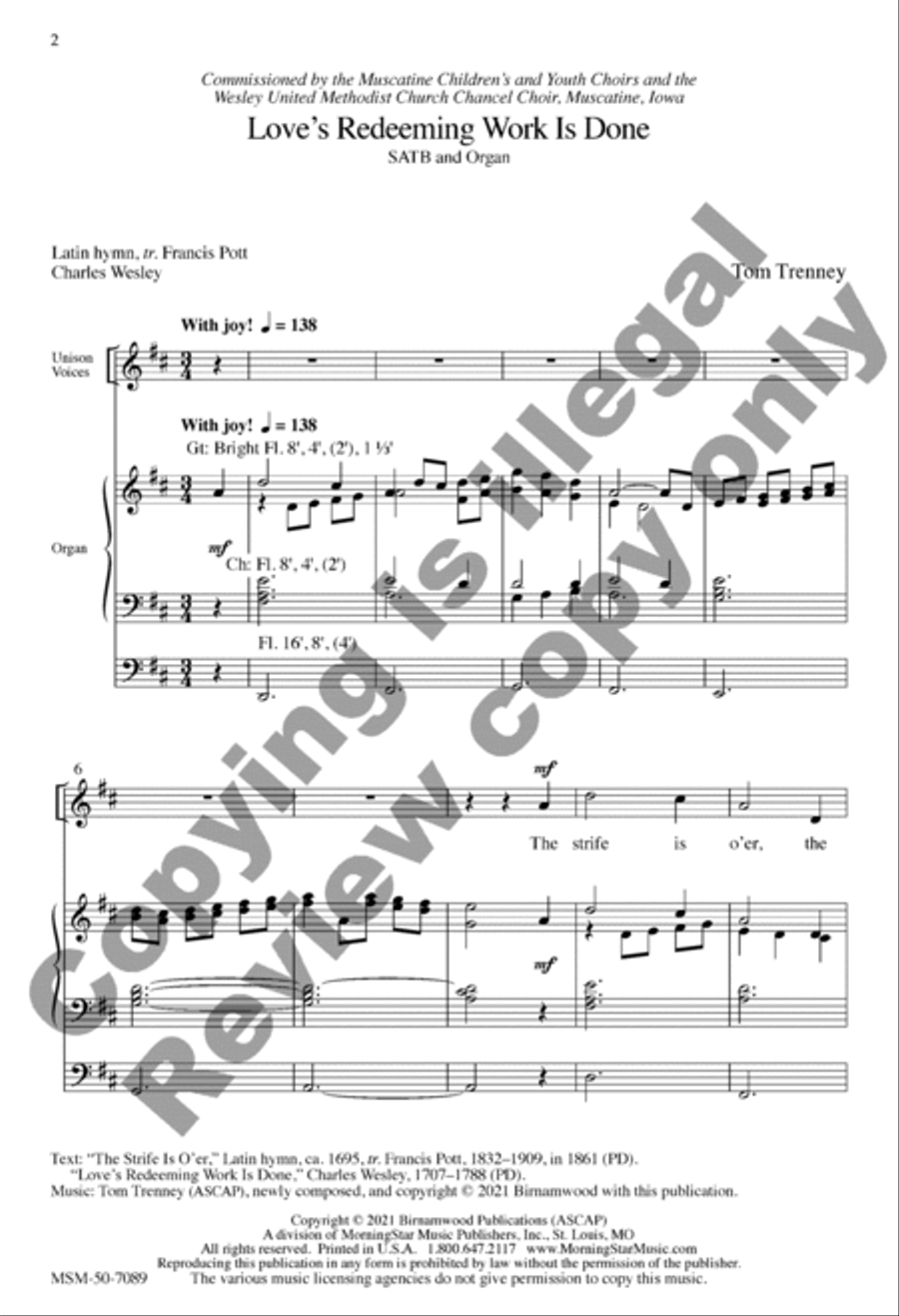 Love's Redeeming Work Is Done 4-Part scores gallery preview page 2