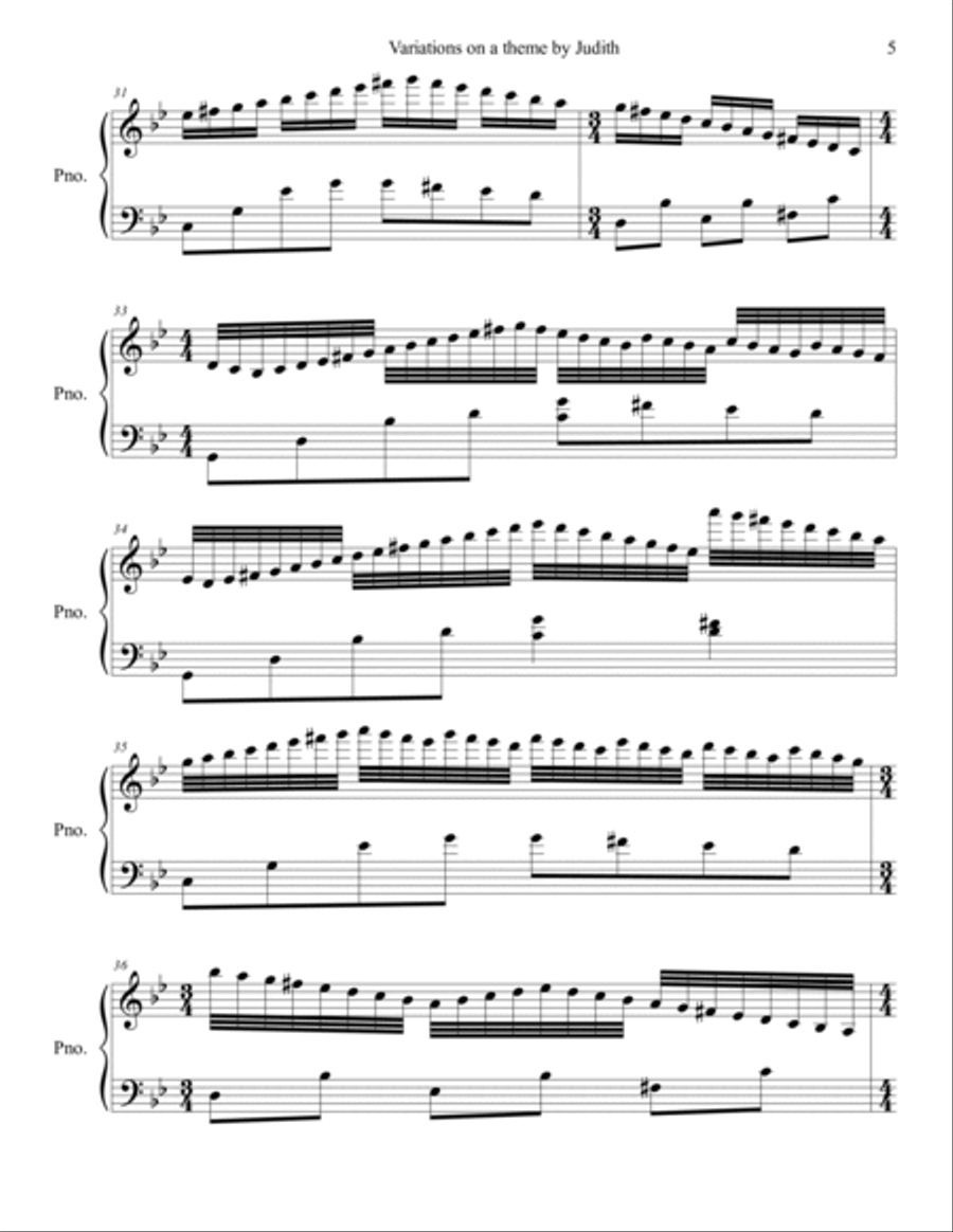 Variations on a Theme By Judith Piano Solo scores gallery preview page 5