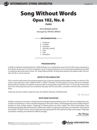 Song Without Words, Opus 102, No. 6 (Faith): Score