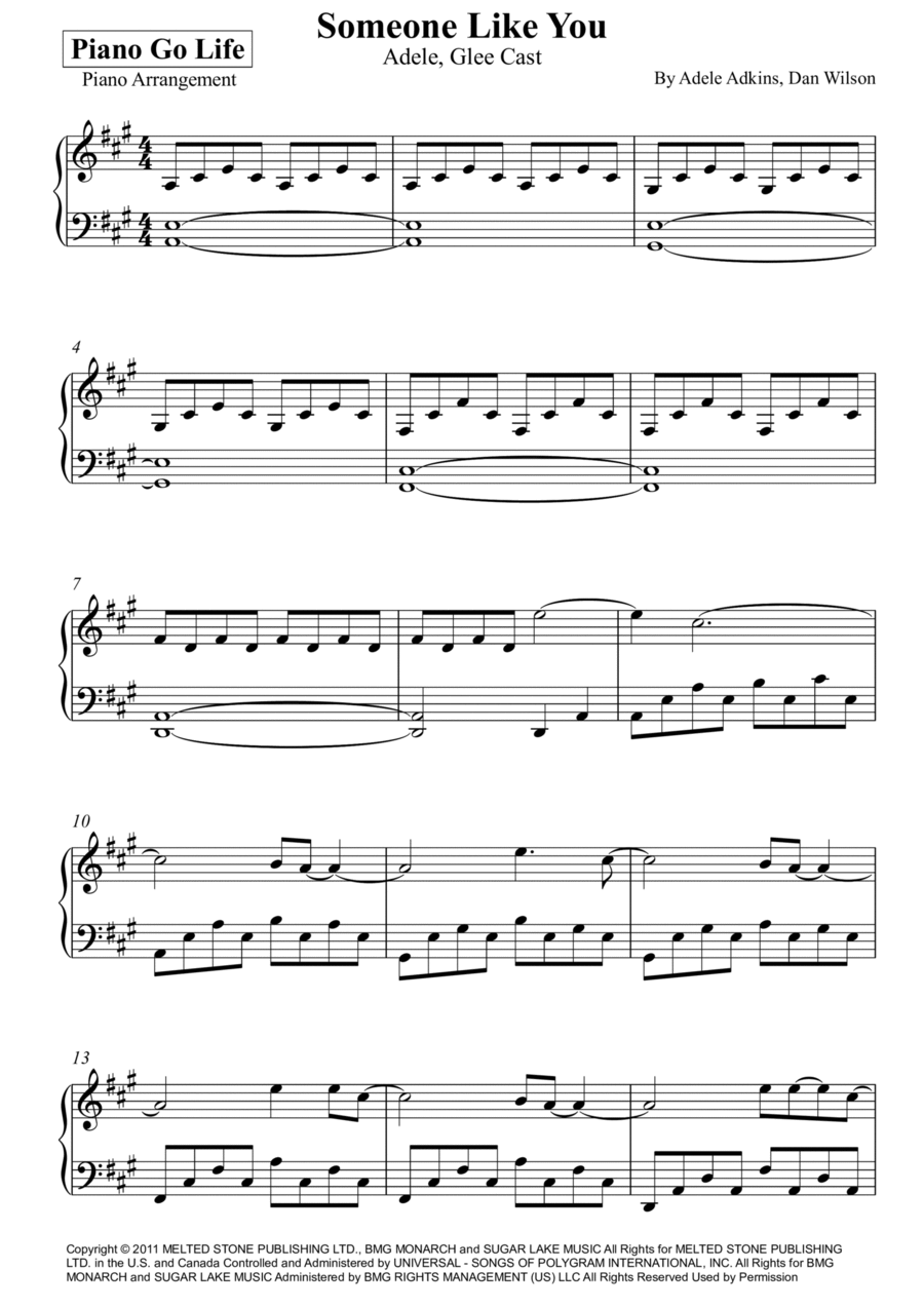 Someone Like You Piano Solo scores gallery preview page 1