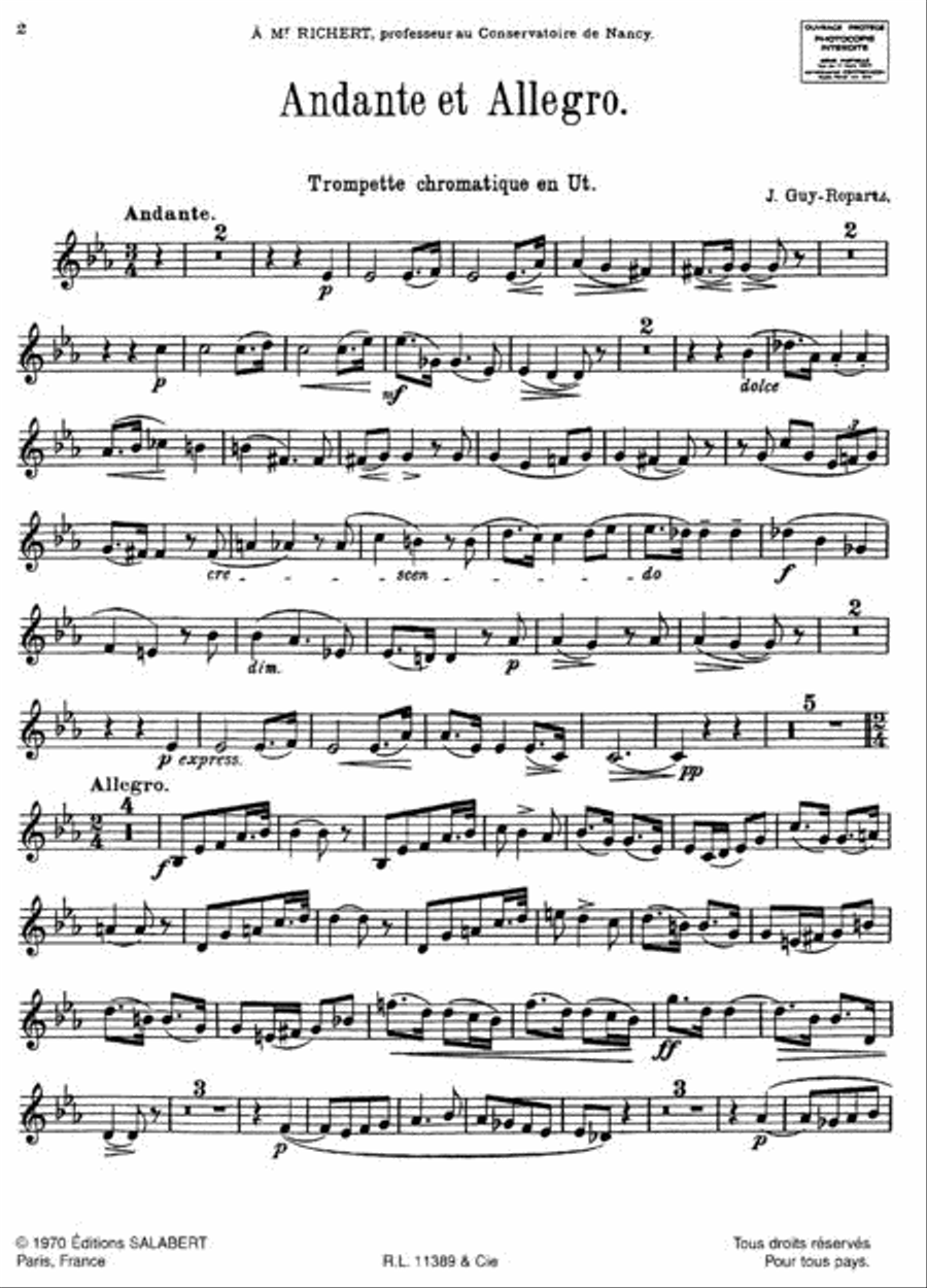 Andante and allegro Trumpet scores gallery preview page 3