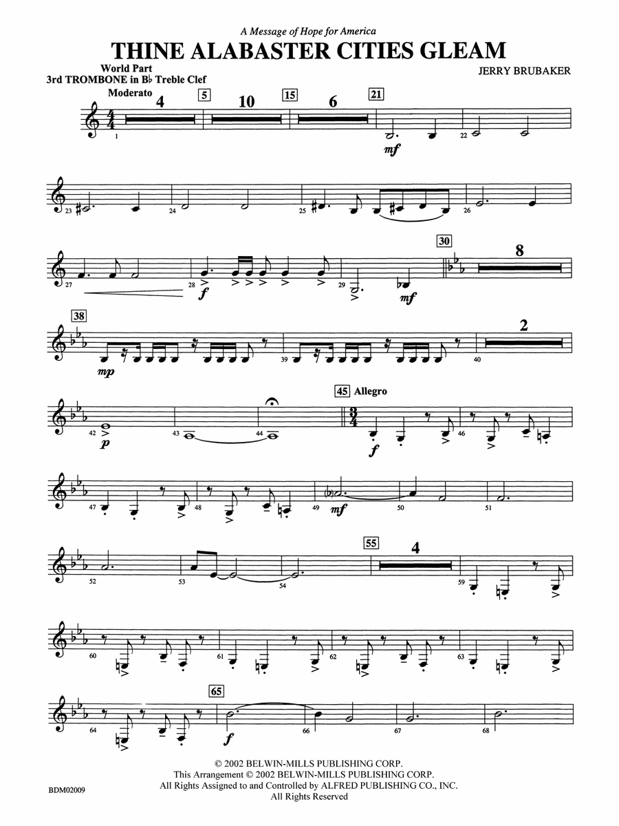 Thine Alabaster Cities Gleam (A Message of Hope for America): (World Part) 3rd B-flat Trombone T.C.