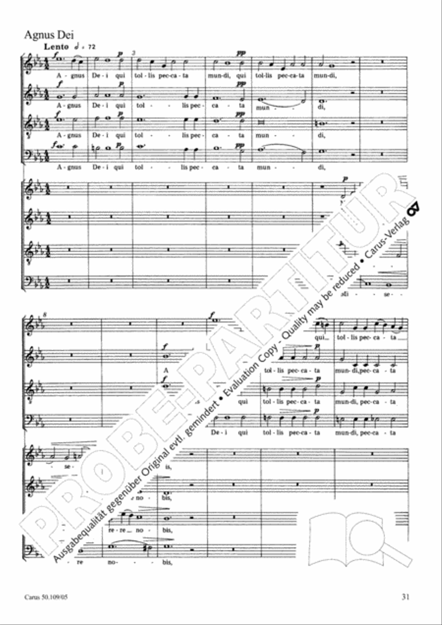 Mass in E flat major (Messe in Es) 4-Part scores gallery preview page 32