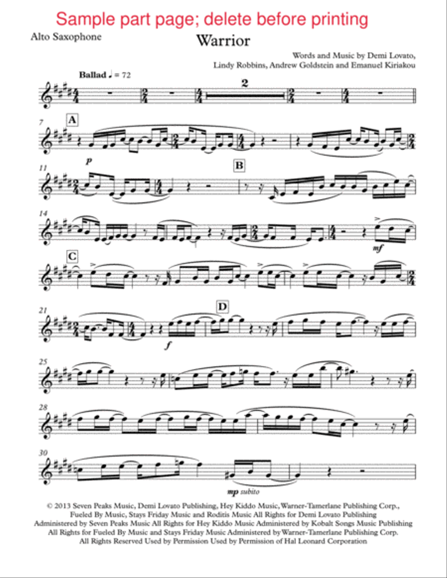 Warrior Alto Saxophone scores gallery preview page 2