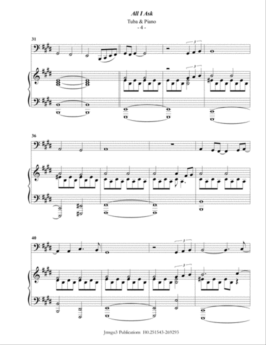 All I Ask Tuba scores gallery preview page 4