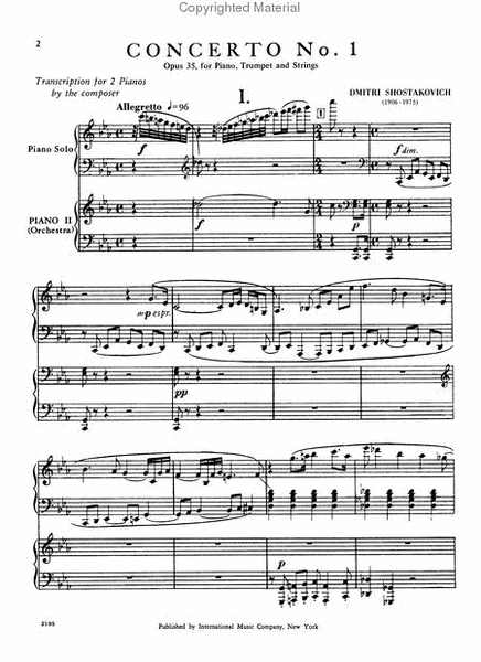 Concerto No. 1 in C minor, Op. 35 for Piano & Orchestra