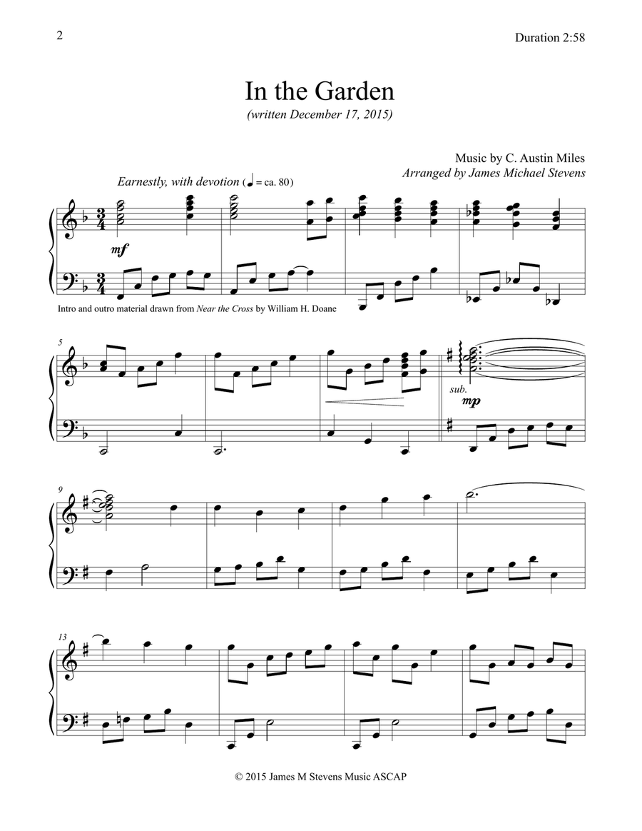 In the Garden (Piano Hymn Arrangement) Piano Solo scores gallery preview page 2