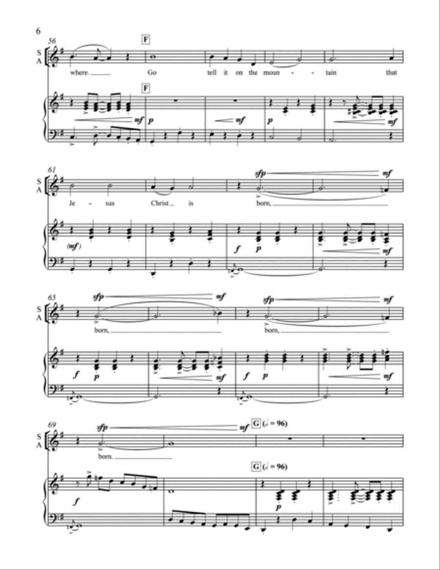Appalachian Carols: 4. Go Tell It on the Mountain SSAA scores gallery preview page 5