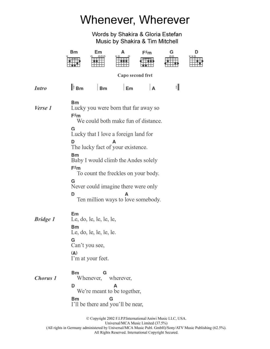 Whenever, Wherever Acoustic Guitar scores gallery preview page 1