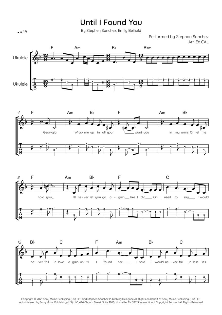 Until I Found You Ukulele scores gallery preview page 1