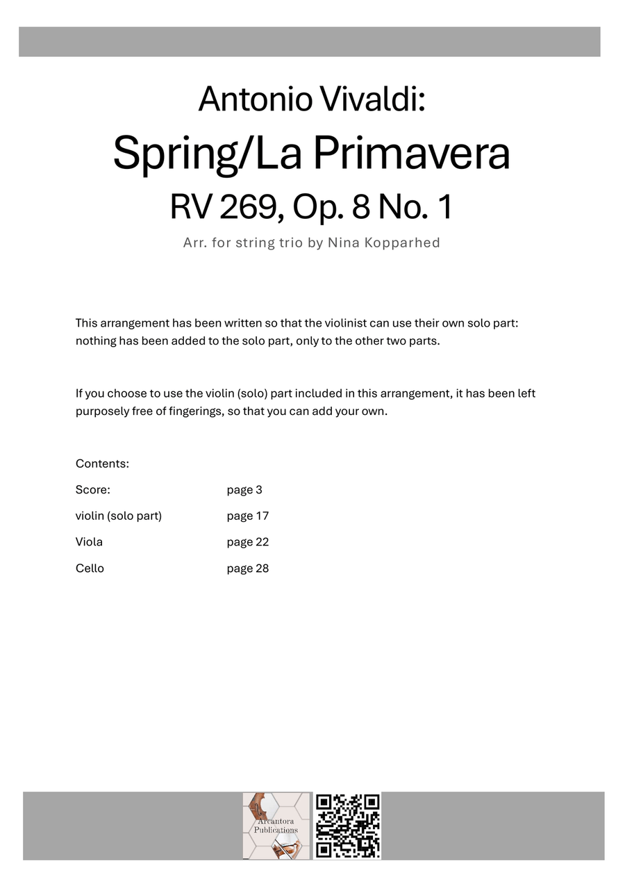 Vivaldi: Spring (complete) for string trio String Trio scores gallery preview page 2