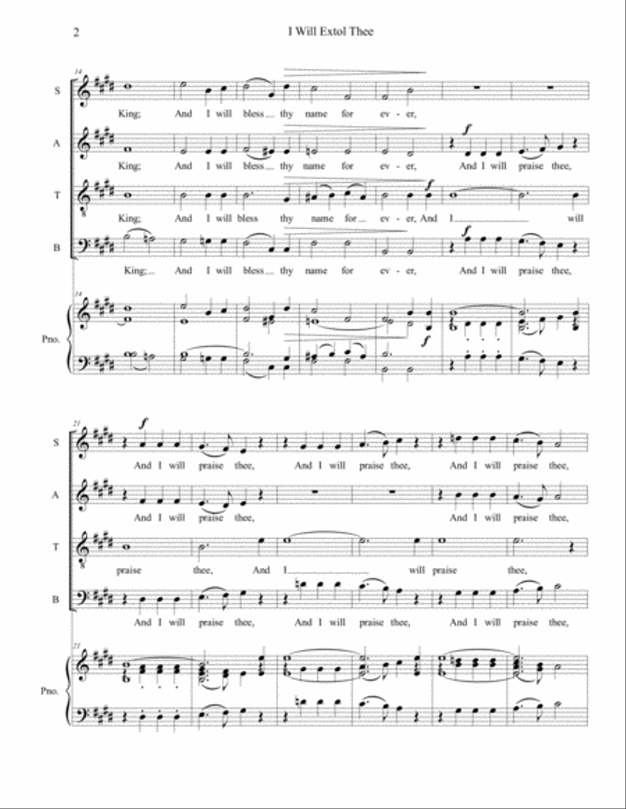I Will Extol Thee 4-Part scores gallery preview page 2