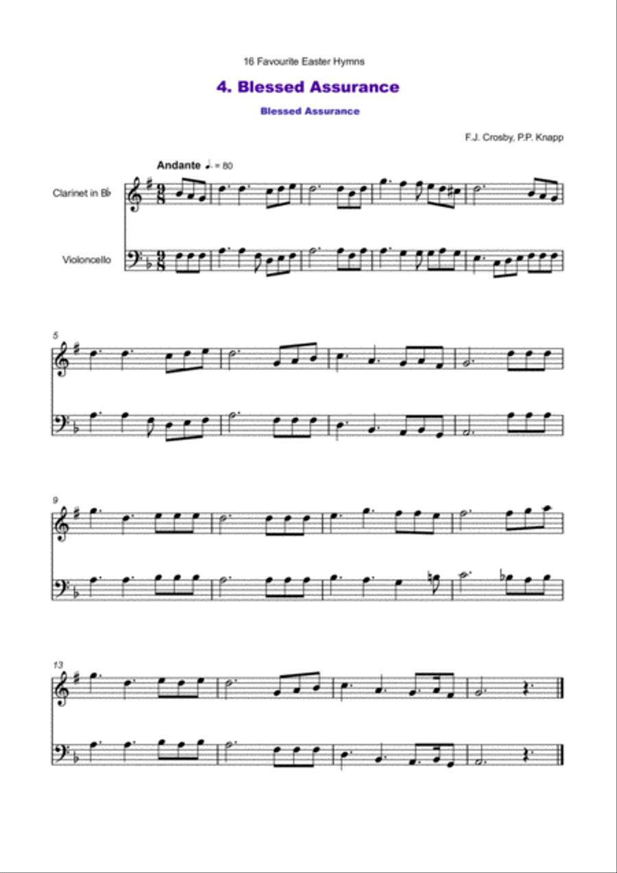16 Favourite Easter Hymns for Clarinet and Cello Duet Clarinet scores gallery preview page 5