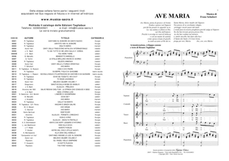 AVE MARIA by SCHUBERT - Arr. on Canon for Choir SATB - Italian Lyrics - Piano accomp. image number null