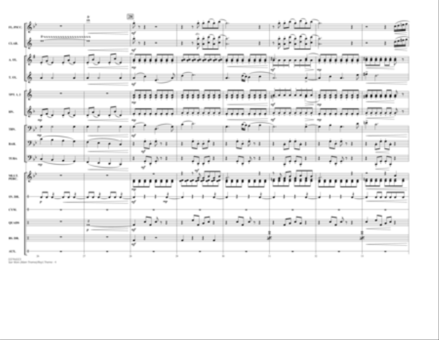 Star Wars Main Theme/Rey's Theme (from The Force Awakens) - Conductor Score (Full Score) Marching Band scores gallery preview page 4