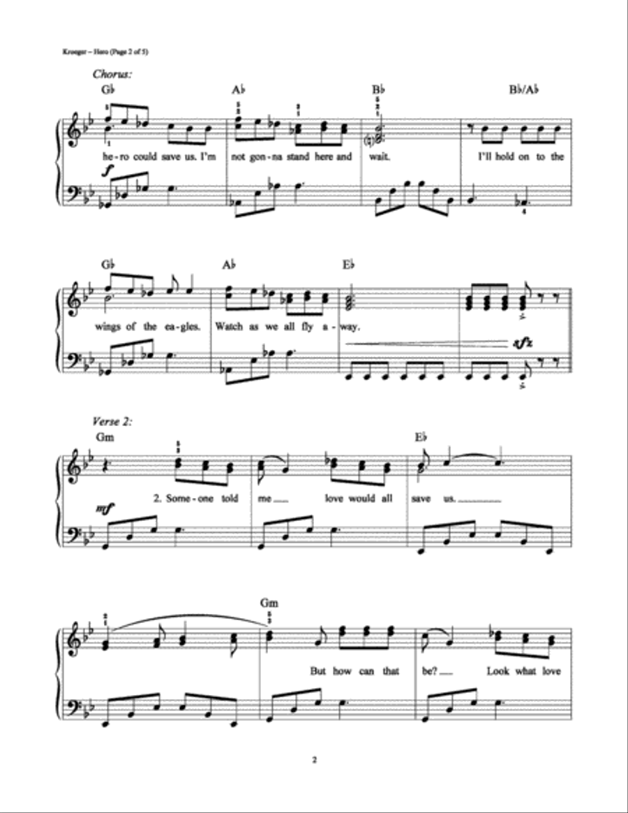 Hero Easy Piano scores gallery preview page 2